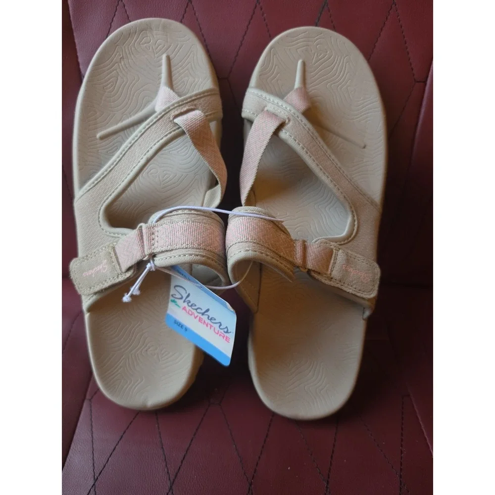 Skechers Reggae Seize The Day Machine Washable Vegan Slide Sandal Taupe Pink 9